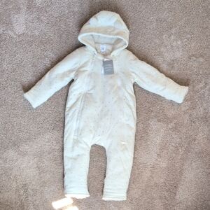 Cozy Cream Hooded Baby One Piece
